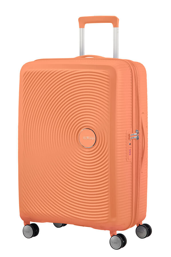 SoundBox Walizka Średnia | American Tourister Soundbox Spinner TSA Expandable 67cm  Cantaloupe