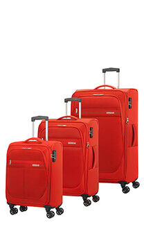 American Tourister Deep Dive Zestaw Walizek | American Tourister Deep Dive 3 PC Set A  Red/Grey