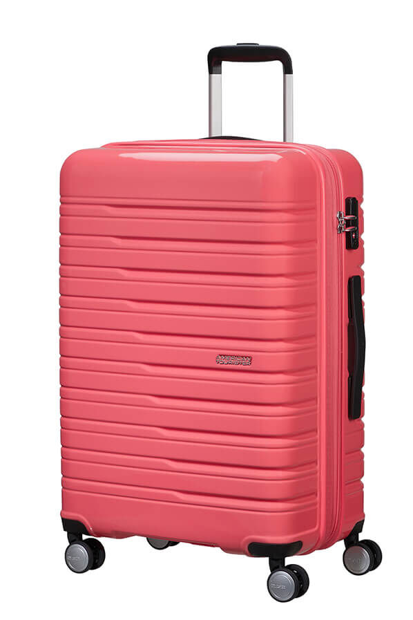Flashline Pop Walizka Średnia | American Tourister Flashline Pop Spinner Exp TSA 67cm  Coral Pink