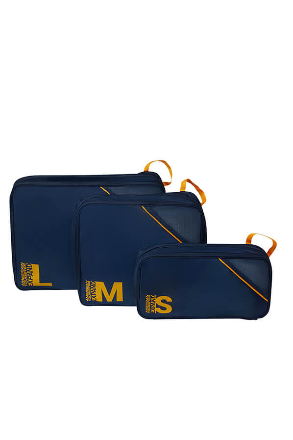 Packing Cubes Set of 3 Packing Cubes | American Tourister American Tourist. Ta Packing Cubes S/M/L  Navy/Orange