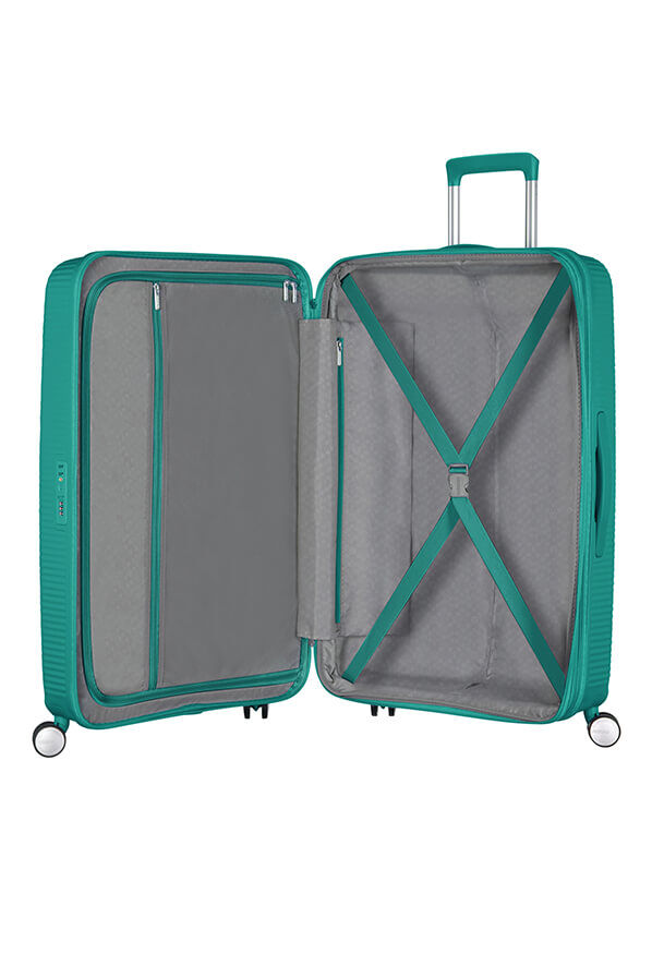 SoundBox Walizka Średnia | American Tourister Soundbox Spinner TSA Expandable 67cm  Forest Green