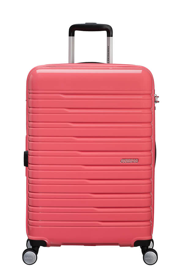 Flashline Pop Walizka Średnia | American Tourister Flashline Pop Spinner Exp TSA 67cm  Coral Pink